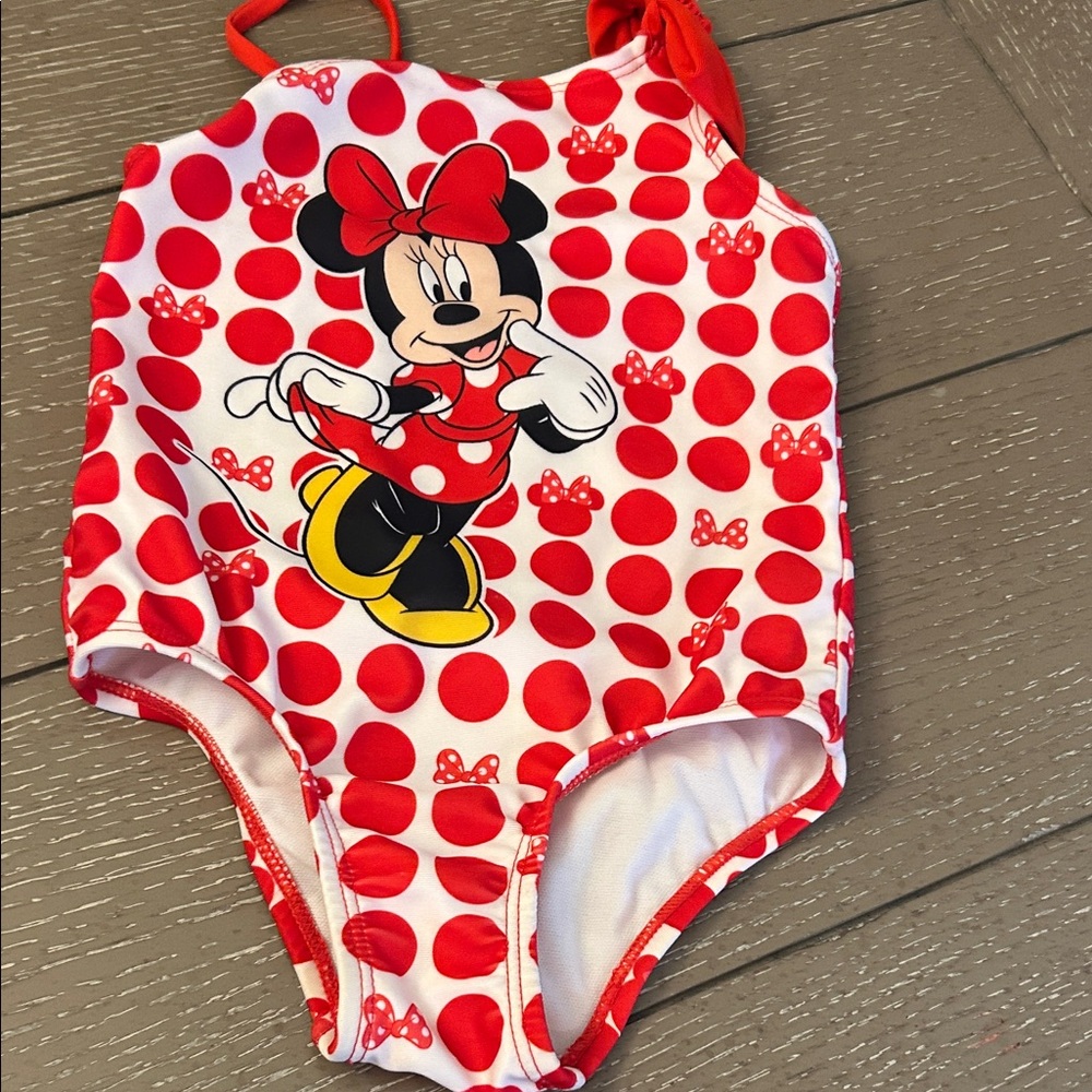 Disney Minnie Mouse Red and White Swimsuit SZ 2T
